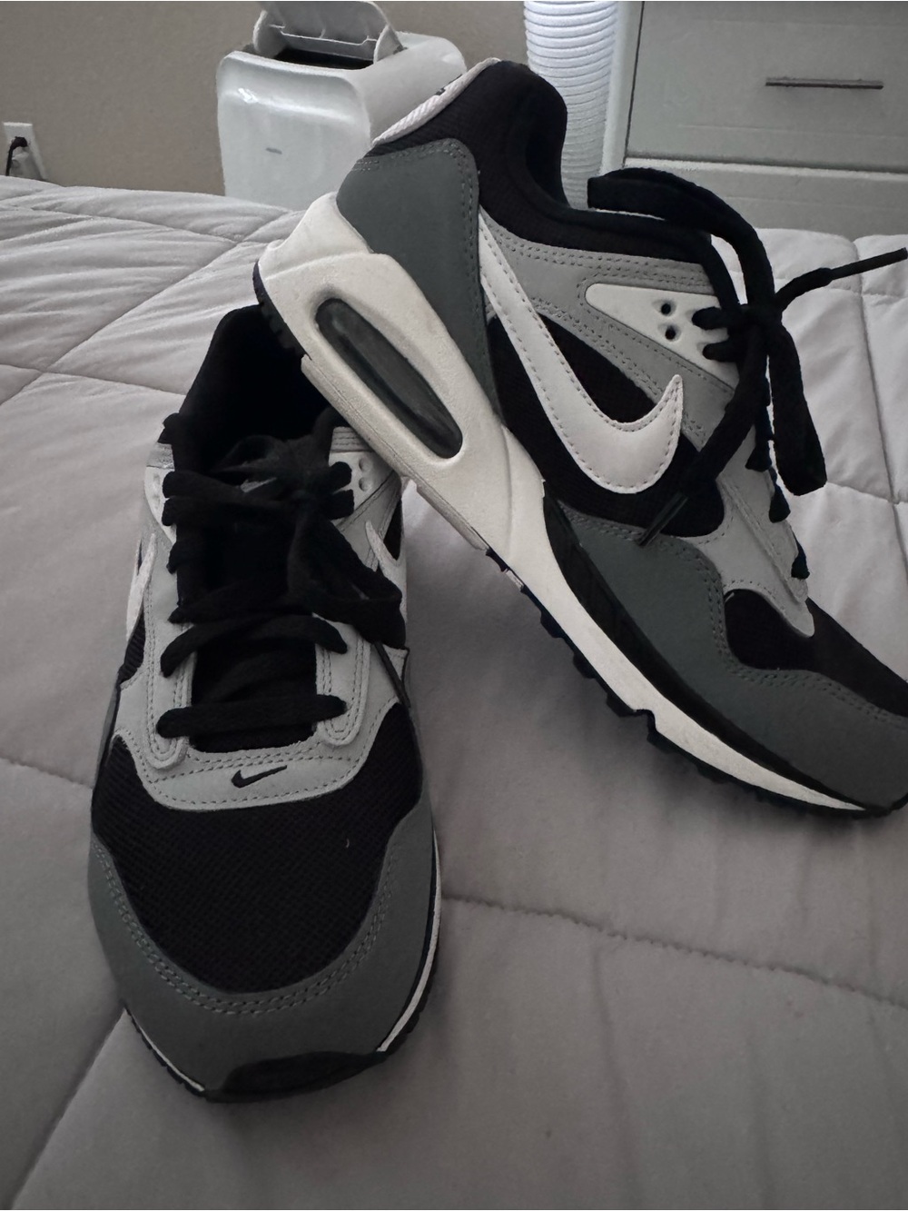 Nike Kids' Black, Gray & White Air-Cushioned Sneakers
